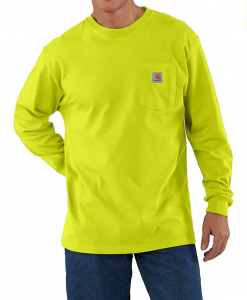 Carhartt Men's Loose Fit Heavyweight LS Pocket T-Shirt - Bright Lime #K126