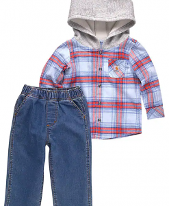 Carhartt Boys' Long-Sleeve Flannel Shirt & Denim Pants Set (Toddler) #CG8881