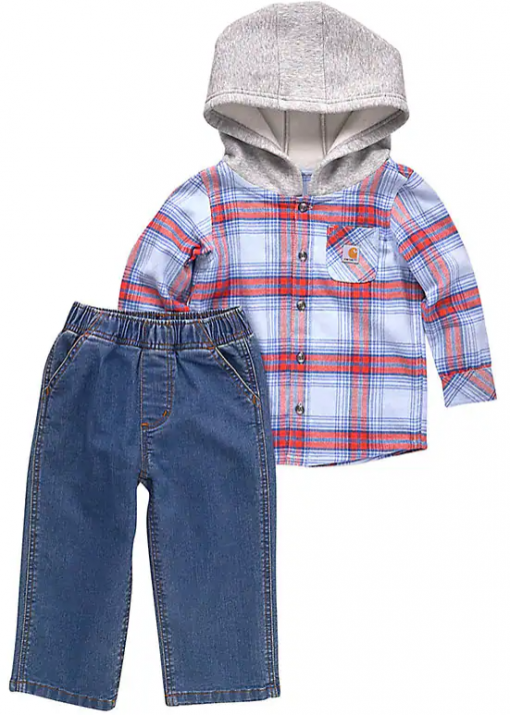 Carhartt Boys' Long-Sleeve Flannel Shirt & Denim Pants Set (Toddler) #CG8881