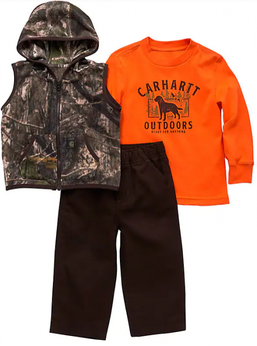 Carhartt Boys' Long-Sleeve Tee, Camo Vest & Canvas Pants Set (Toddler) #CG8887