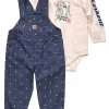 Carhartt Girls' Long-Sleeve T-Shirt And Print Chambray Overalls Set (Toddler) #CG9860