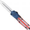 CobraTec Knives American Flag Medium 3" OTF Dagger Plain D2 Steel Blade # MCUSAFS3DAGNS