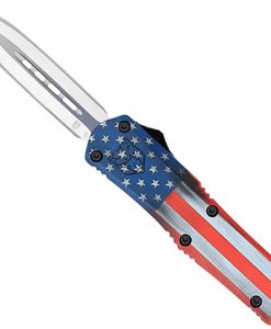 CobraTec Knives American Flag Medium 3" OTF Dagger Plain D2 Steel Blade # MCUSAFS3DAGNS