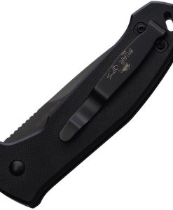 Bear & Son Auto Bold Black Button Lock Knife Black Handles #AC-521-B4-B