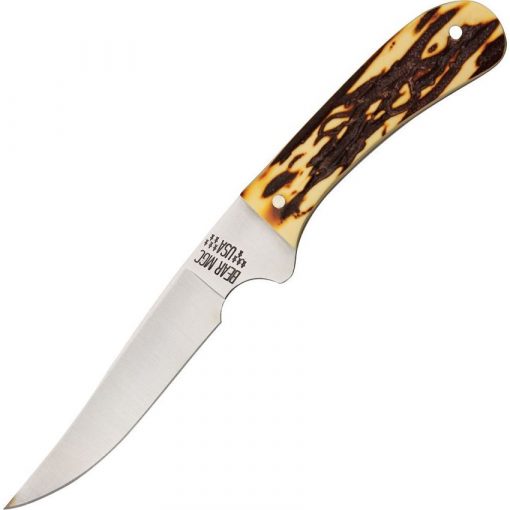 Bear & Son Bird and Trout Fixed Carbon Stainless Blade Knife With Stag Delrin Handle #751