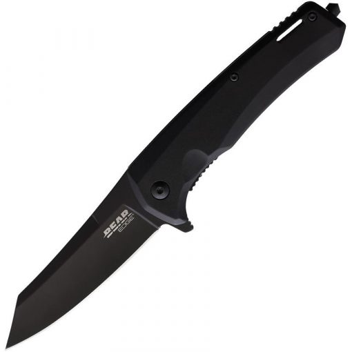 Bear & Son Black Sideliner Linerlock Knife Black Aluminium Handles #61127