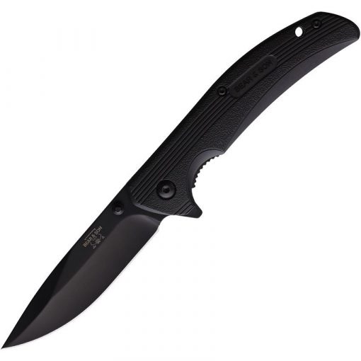 Bear & Son Black Sideliner Linerlock Knife Black Zytel Handles #778B