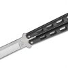 Bear & Son Butterfly Knife 5" Blade Black Handle - Latch Lock #114B