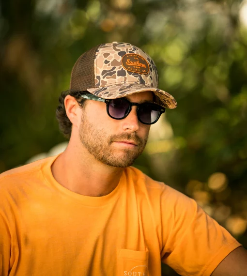 Southern Point Co. Old School Trucker Hat - Camo/Brown #HATAMT-C