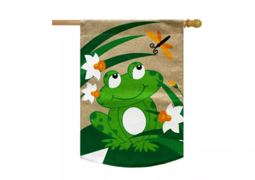 Briarwood Lane Happy Frog Burlap Summer House Flag #HFBL-H00863