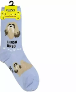 Foozys Ladies Crew Socks Lhasa Apso Dog Socks #FCC-50