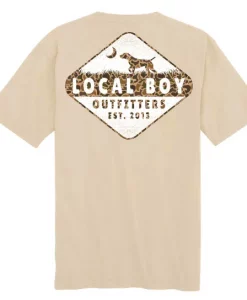 Local Boy Men's Dog Old School Short Sleeve T-Shirt - Latte #L1000381LAT