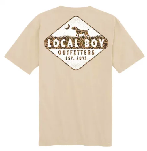 Local Boy Men's Dog Old School Short Sleeve T-Shirt - Latte #L1000381LAT