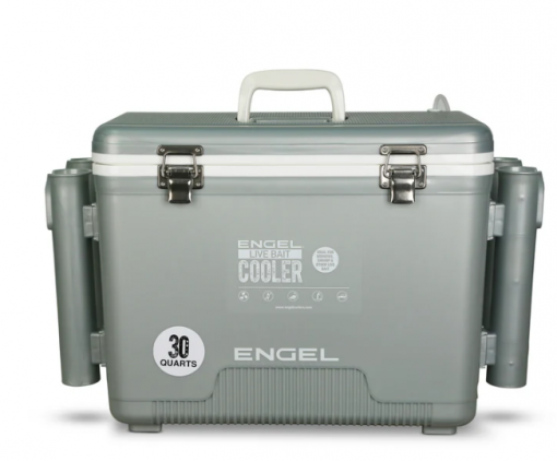 Engel 30Qt Live Bait Pro Cooler W/ AP3 Rechargeable Aerator -Silver #LBC30S-RH-PRO