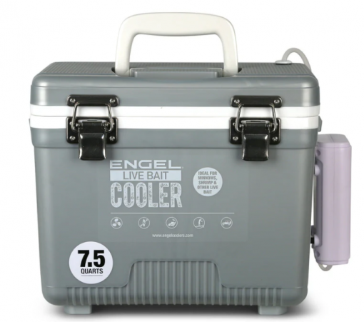 Engel 7.5Qt Live Bait Pro Cooler W/ AP3 Rechargeable Aerator -Silver #LBC7S-PRO