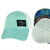 The Heartbeat Brand Beach Hat Shallow Fit Ponytail - Teal/White #BEACH-6SLWPTTLTXWLS