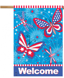 Briarwood Lane American Butterflies Patriotic House Flag #HFBL-H01803