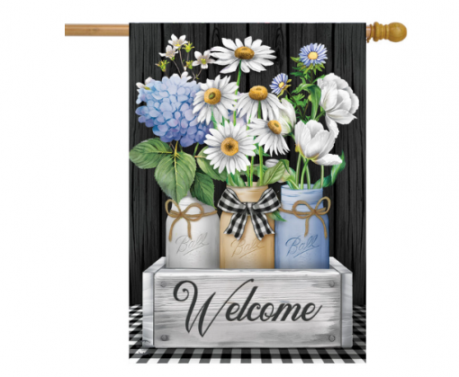 Briarwood Lane Crated Mason Jars Spring House Flag #HFBL-H01696