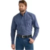 Wrangler George Strait One Pocket Long Sleeve Shirt - Navy Plaid