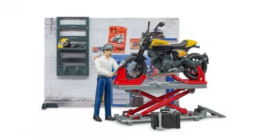 Bruder Toys Bworld Set Motorcycle Service #BT62102