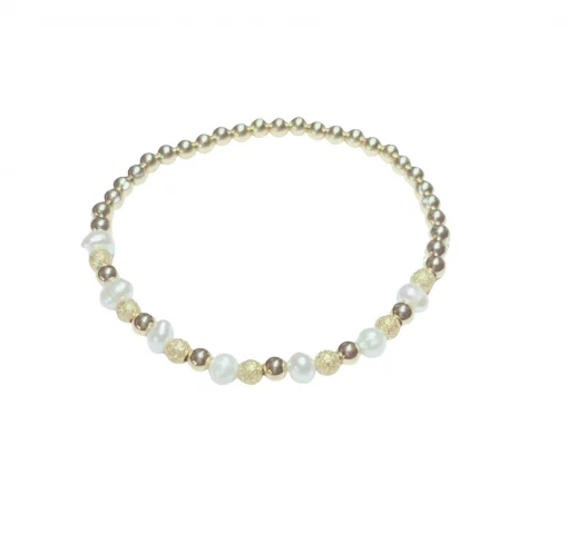 Aubrey Adele 4mm Sat & Pearl Bracelet Gold #BBR0556GO