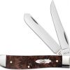 Case Brown Maple Burl Wood Mini Trapper Pocket Knife #64062