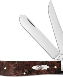 Case Brown Maple Burl Wood Mini Trapper Pocket Knife #64062