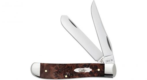 Case Brown Maple Burl Wood Mini Trapper Pocket Knife #64062