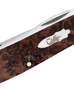 Case Brown Maple Burl Wood Mini Trapper Pocket Knife #64062