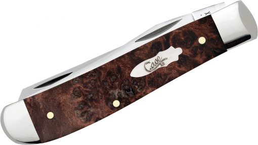 Case Brown Maple Burl Wood Mini Trapper Pocket Knife #64062