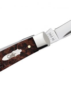 Case Brown Maple Burl Wood Mini Trapper Pocket Knife #64062