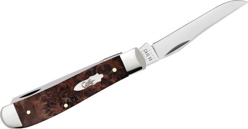 Case Brown Maple Burl Wood Mini Trapper Pocket Knife #64062