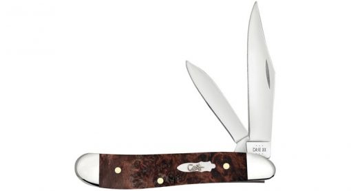 Case Brown Maple Burl Wood Peanut Pocket Knife #64059