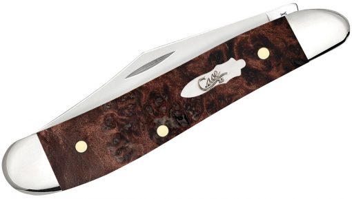 Case Brown Maple Burl Wood Peanut Pocket Knife #64059