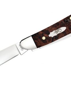 Case Brown Maple Burl Wood Peanut Pocket Knife #64059