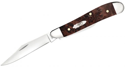 Case Brown Maple Burl Wood Peanut Pocket Knife #64059