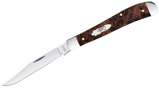 Case Brown Maple Burl Wood Slimline Trapper Pocket Knife #64063