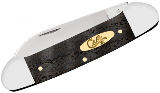 Case Smooth Black Curly Oak Canoe Pocket Knife #14003