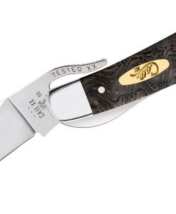 Case Smooth Black Curly Oak RussLock Pocket Knife #14002