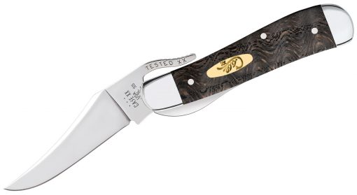 Case Smooth Black Curly Oak RussLock Pocket Knife #14002