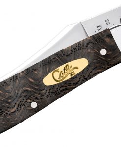 Case Smooth Black Curly Oak RussLock Pocket Knife #14002