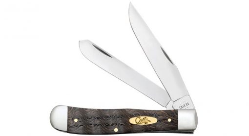 Case Smooth Black Curly Oak Trapper Pocket Knife #14000