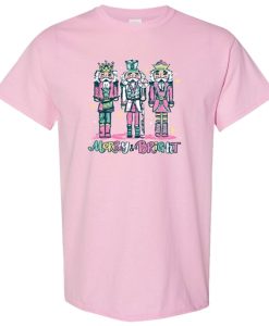 Southern Couture Soft Merry And Bright Nutcracker Tee - Light Pink