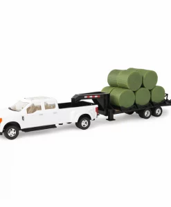 Tomy Ford 1:32 Scale F-350 Pickup With Gooseneck Trailer And Bales #46631