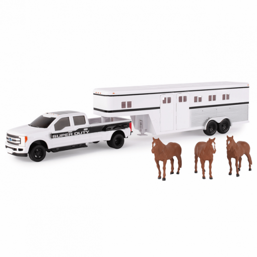 Tomy Ford 1:32 Scale F-350 Pickup With Horse Trailer And Horses #46800