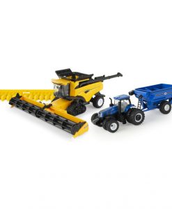 Tomy New Holland 1:64 Scale Harvesting Set With Combine, Tractor & Grain Cart #13996