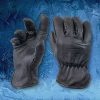 Bear Knuckle Fleece-Lined Water Resistant Black Leather Cowhide Driver Gloves #D409