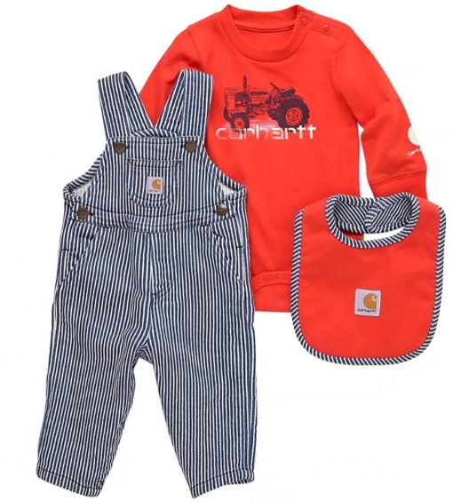 Carhartt Baby Long-Sleeve Onesie, Overall & Bib Set #CG8879