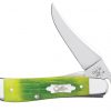 Case Lime Green Barnboard Jigged Bone RussLock Folding Knife #61044