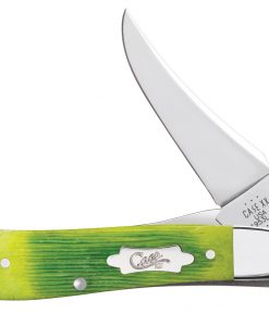 Case Lime Green Barnboard Jigged Bone RussLock Folding Knife #61044